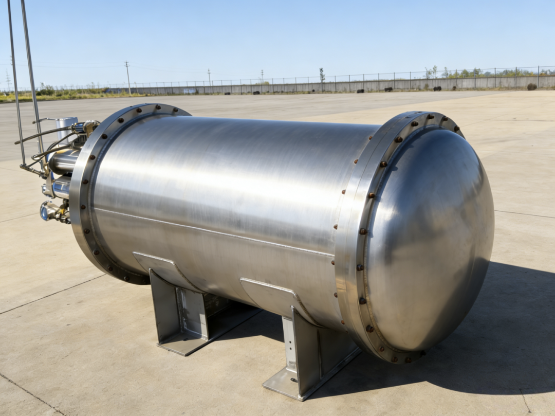 Stainless steel industrial storage vessel