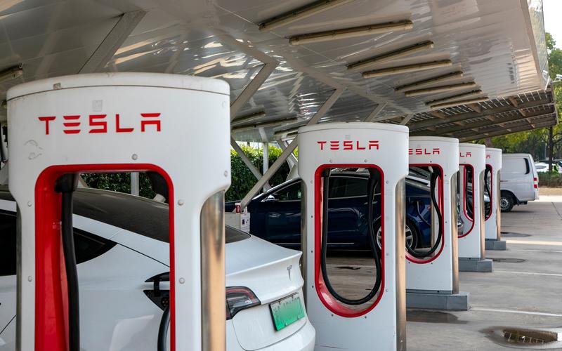 特斯拉充电站。 新京报贝壳财经记者 白昊天 摄