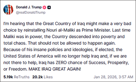 特朗普反对亲伊朗总理候选人，伊拉克：你和泽连斯基不也互怼过？