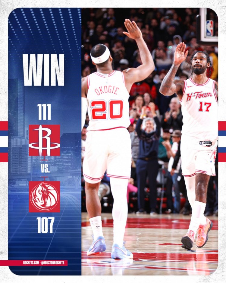 外线双煞！火箭官方发布赢球海报：封面人物是奥科吉和伊森