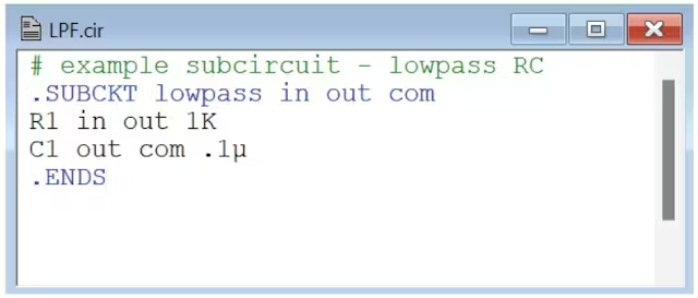 图 8.简易 RC 滤波器的.SUBCKT 模型