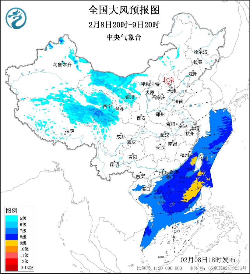 大风蓝色预警：新疆、内蒙古、青海等地阵风可达8至9级