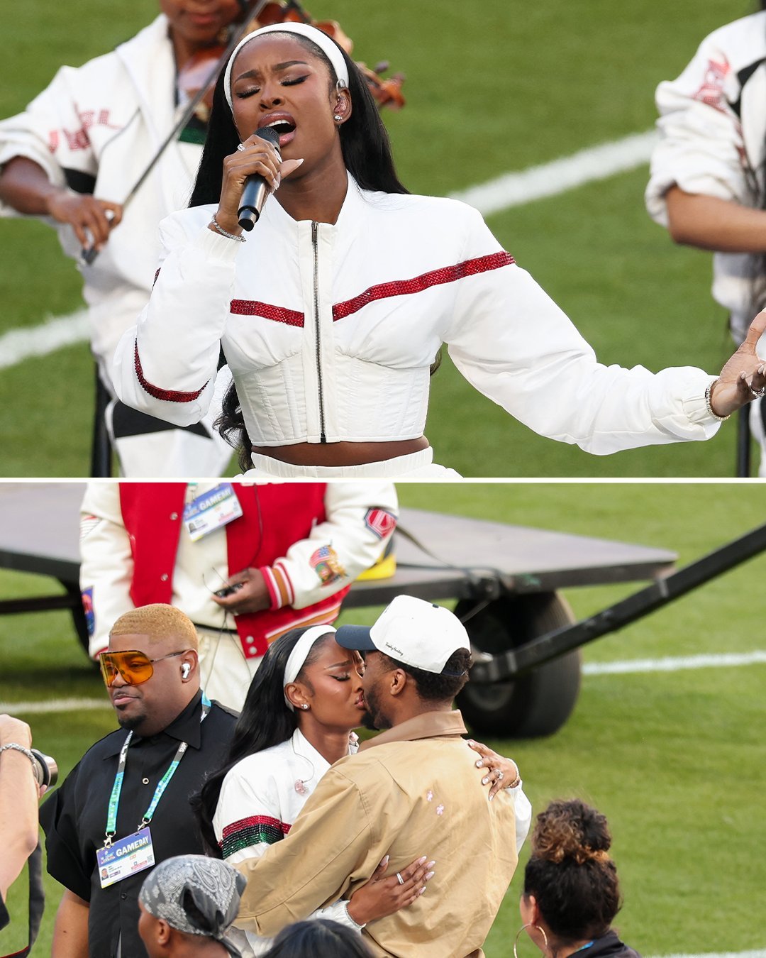 郎才女貌！未婚妻Coco献唱超级碗开场曲 米切尔全程陪伴送亲吻