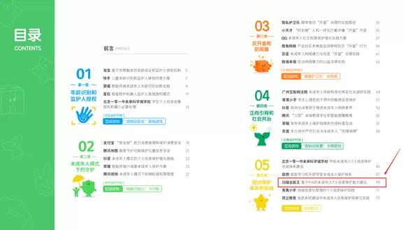 《未成年人个人信息保护典型案例集》目录页