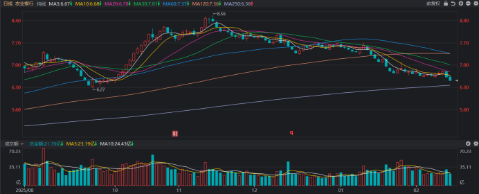 注：农业银行年内累计回撤超15%（截至2月13日收盘）