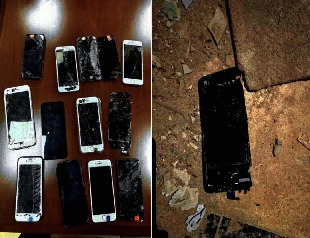 犯罪嫌疑人从24楼住处扔下的部分手机。