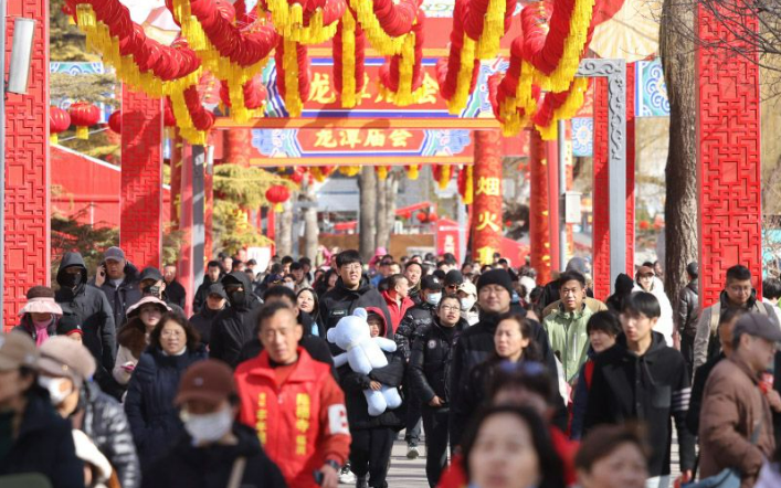 ▲2月23日，农历大年初七，第四十届龙潭春节文化庙会最后一天，依旧有大量游客涌入庙会。新京报记者 王贵彬 摄