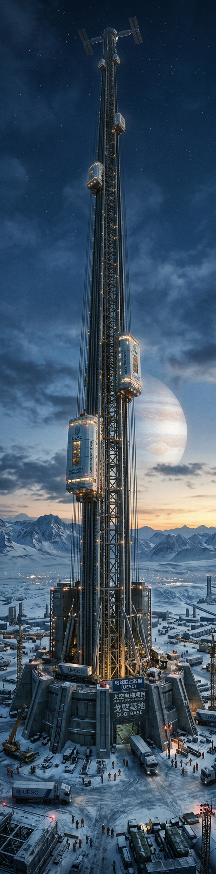 ▲ 流浪地球的太空电梯