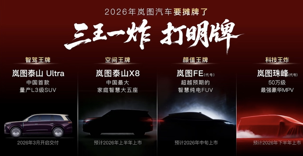 ▲岚图汽车2026年新车规划