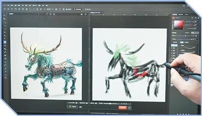 　　北京石景山区中关村科幻产业创新中心，工作人员展示一款图像软件的AIGC（人工智能生成内容）功能。　　新华社记者 郑焕松摄