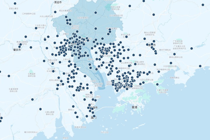▲大湾区的蔚来换电站分布