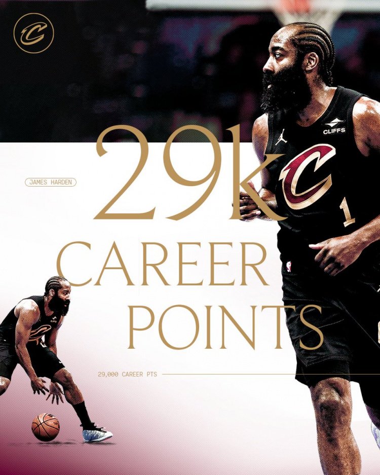 哈登生涯至少得到29000分8000助 继詹姆斯后NBA历史第二人！