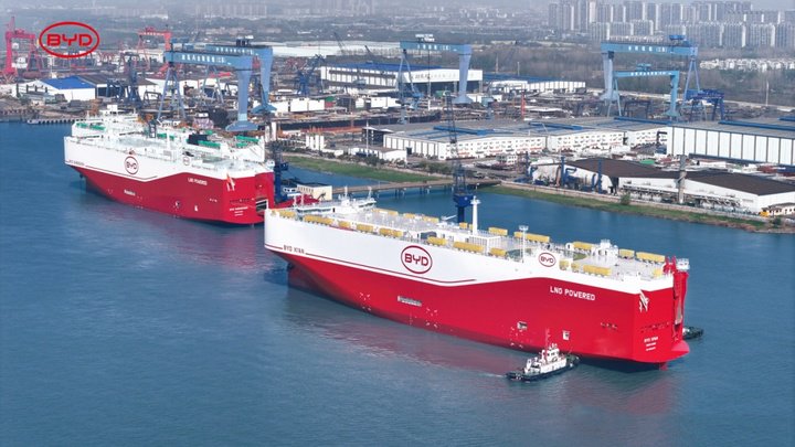 ▲ 比亚迪的出海运输船队