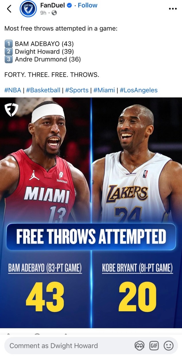 霍华德：我罚球39中18 而阿德巴约43中36 这令人印象深刻