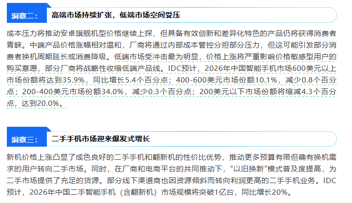 图源：IDC《成本压力下的转型与机遇：2026年中国智能手机市场十大洞察》