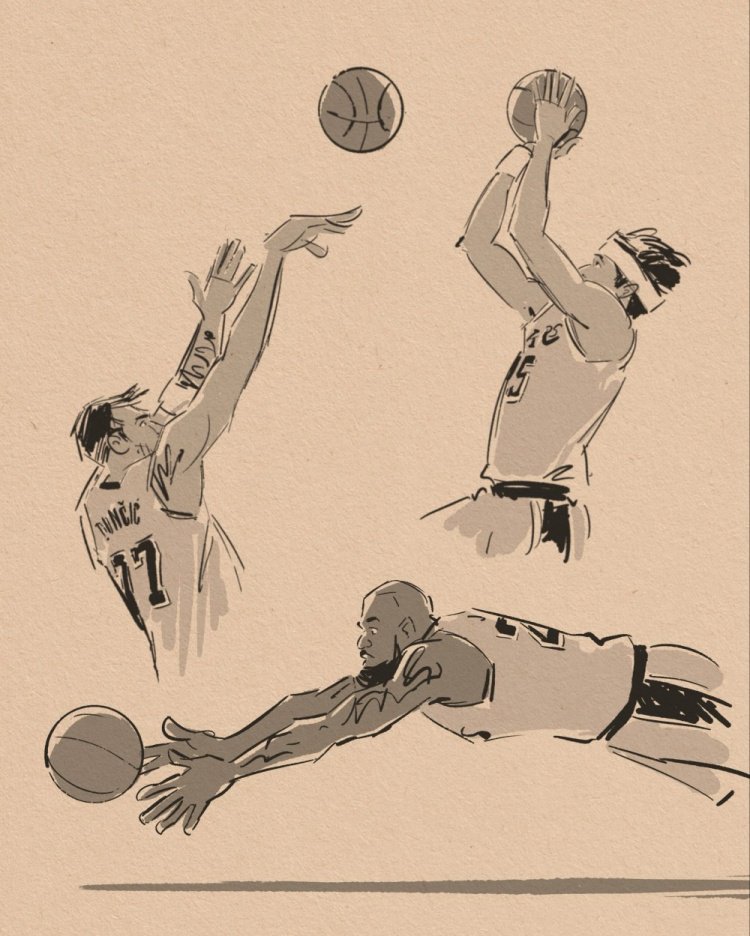 壁纸请收藏！美漫画家晒作品 老詹鱼跃&小里1+2&东契奇绝平全都有