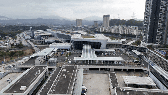 深圳莲塘口岸鸟瞰图。（赵伟峻 摄）