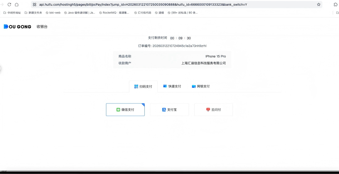图：一句话接入支付演示页面