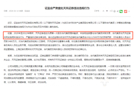 天风证券曾因涉嫌违法提供融资等被罚1500万  总裁王琳晶也被罚150万