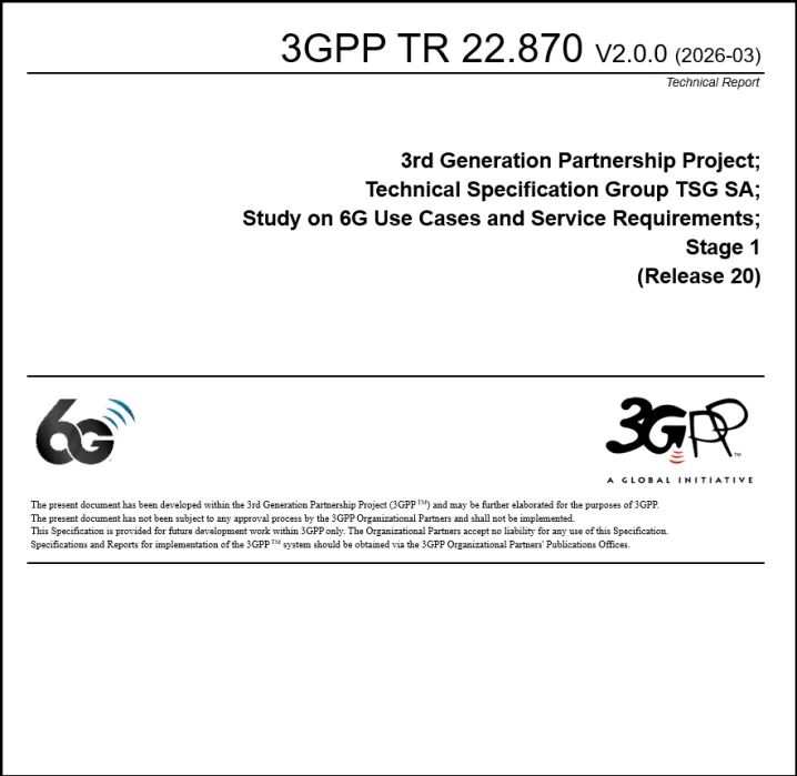 《6G场景用例与业务需求》TR 22.870封面