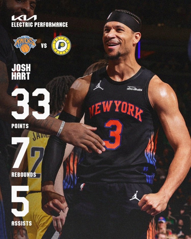 13中12！哈特单场以90%以上命中率砍下30+ 尼克斯队史第四人