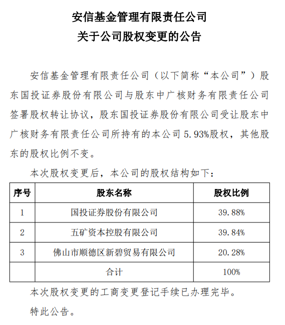 安信基金5.93%股权易主,国投证券正式“接盘”|安信基金_新浪财经_新浪网
