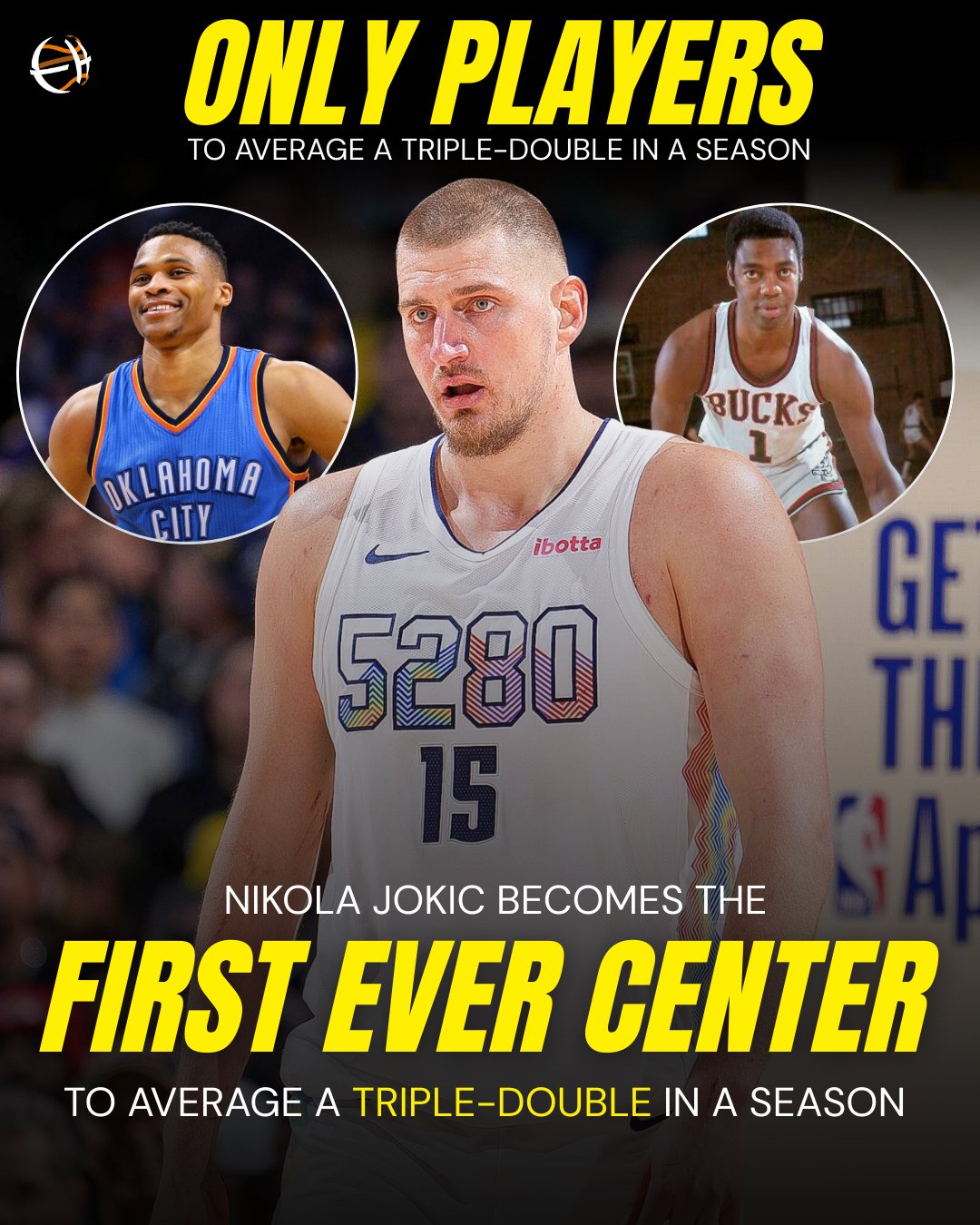 剩9场仅需51助攻！约基奇有望成为历史首位连续两年场均三双中锋