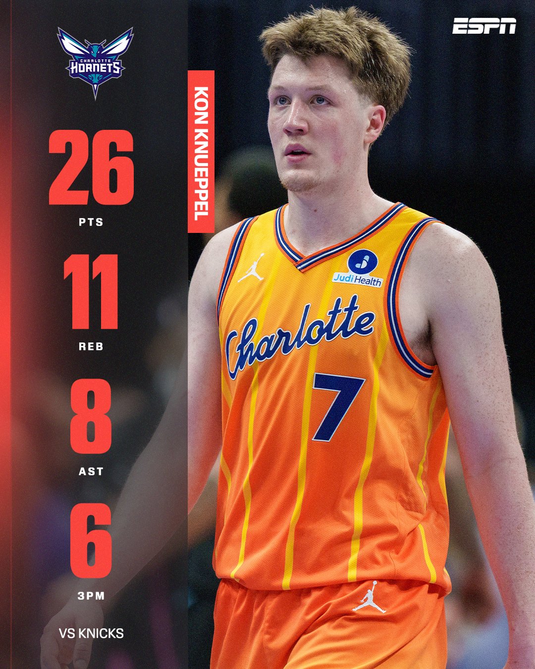 这新秀太NB了！康神克尼佩尔三分10中6射落26分11板8助力斩纽约