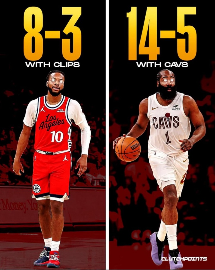 加兰来后快船8胜3负&有哈登骑士14胜5负！美媒：双赢交易？