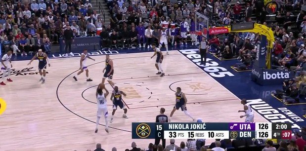 生涯第195次！约基奇助攻卡约三分追平 同时达成33+15+10三双