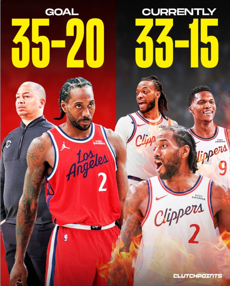 最后7场只需2胜5负！快船35胜20负目标完成度：目前33-15