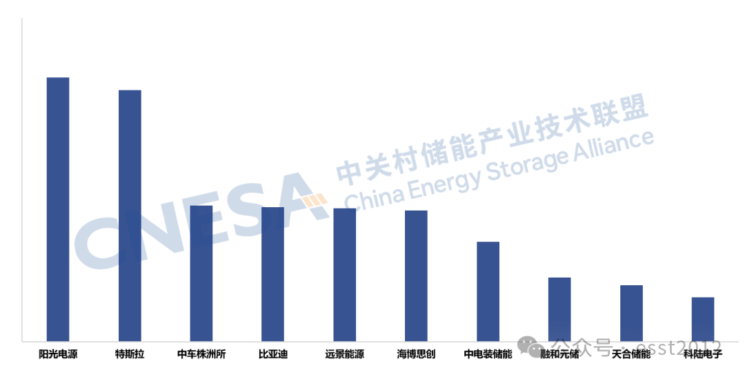 图13：2025年度群众阛阓储能系统出货量Top10企业用户侧储能