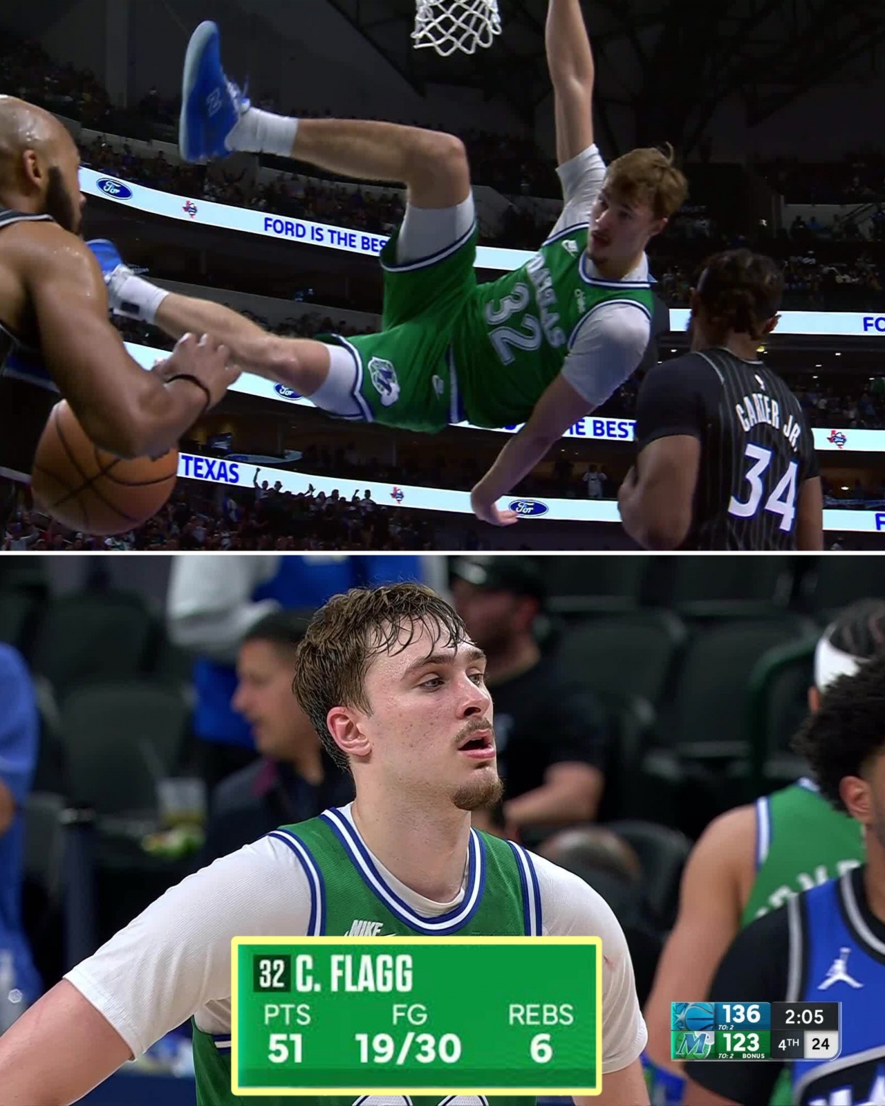 弗拉格今日砍下51分 成为自09年詹宁斯后首位砍下50+的新秀