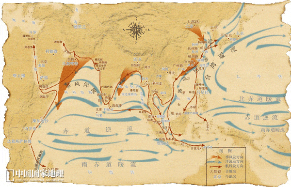 福建地区冬夏季风洋流示意图