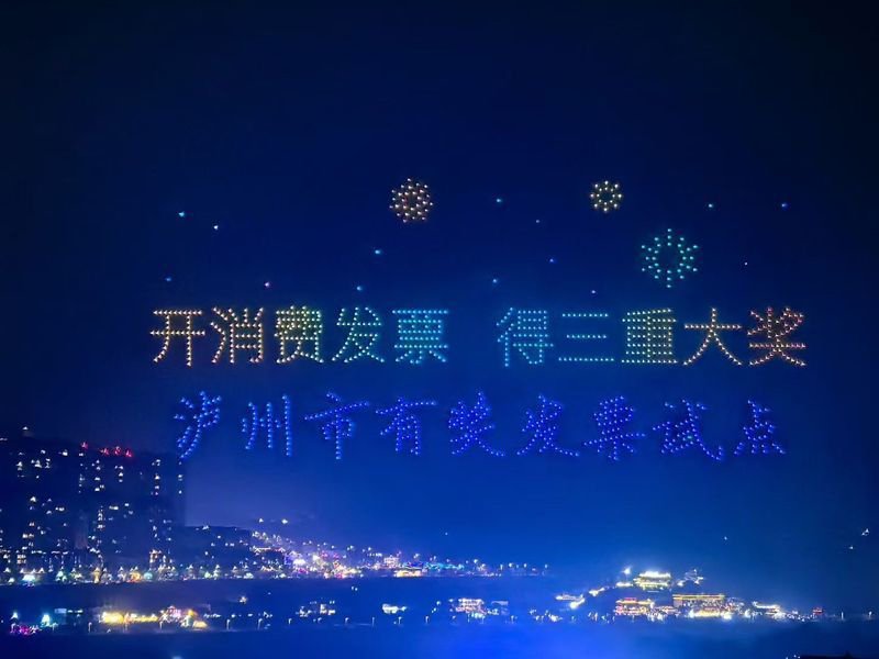 无人机宣传有奖发票试点活动。泸州市商务和会展局供图