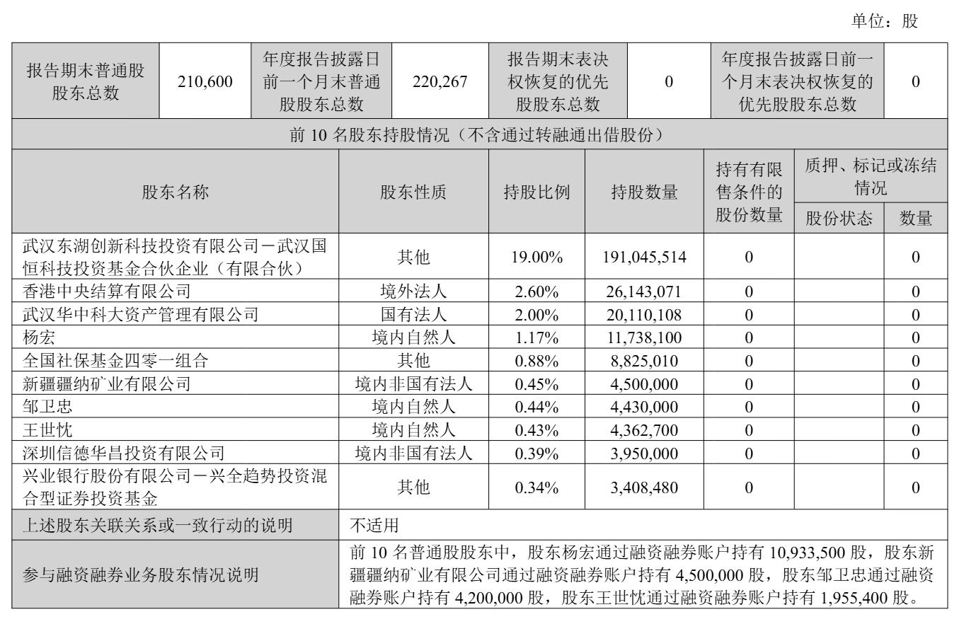 截至2025年12月31日，华工科技股权结构