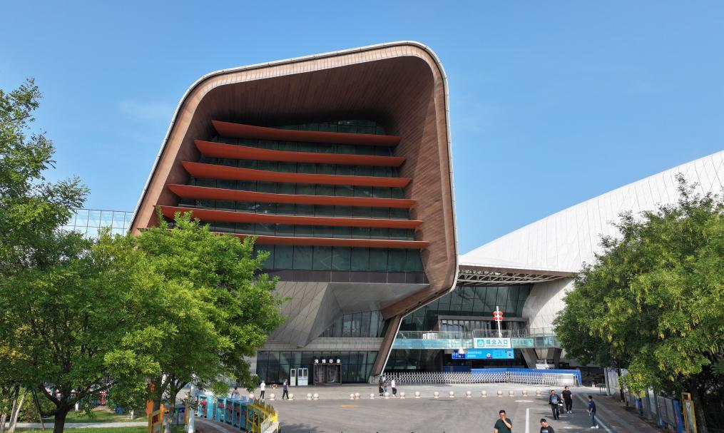 9月27日在中新天津生态城拍摄的国家海洋博物馆一景（无人机照片）。新华社记者 李然 摄