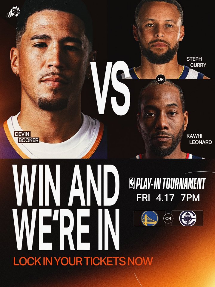 多卖一场票！太阳宣传下一场附加赛：布克迎战库里或伦纳德！