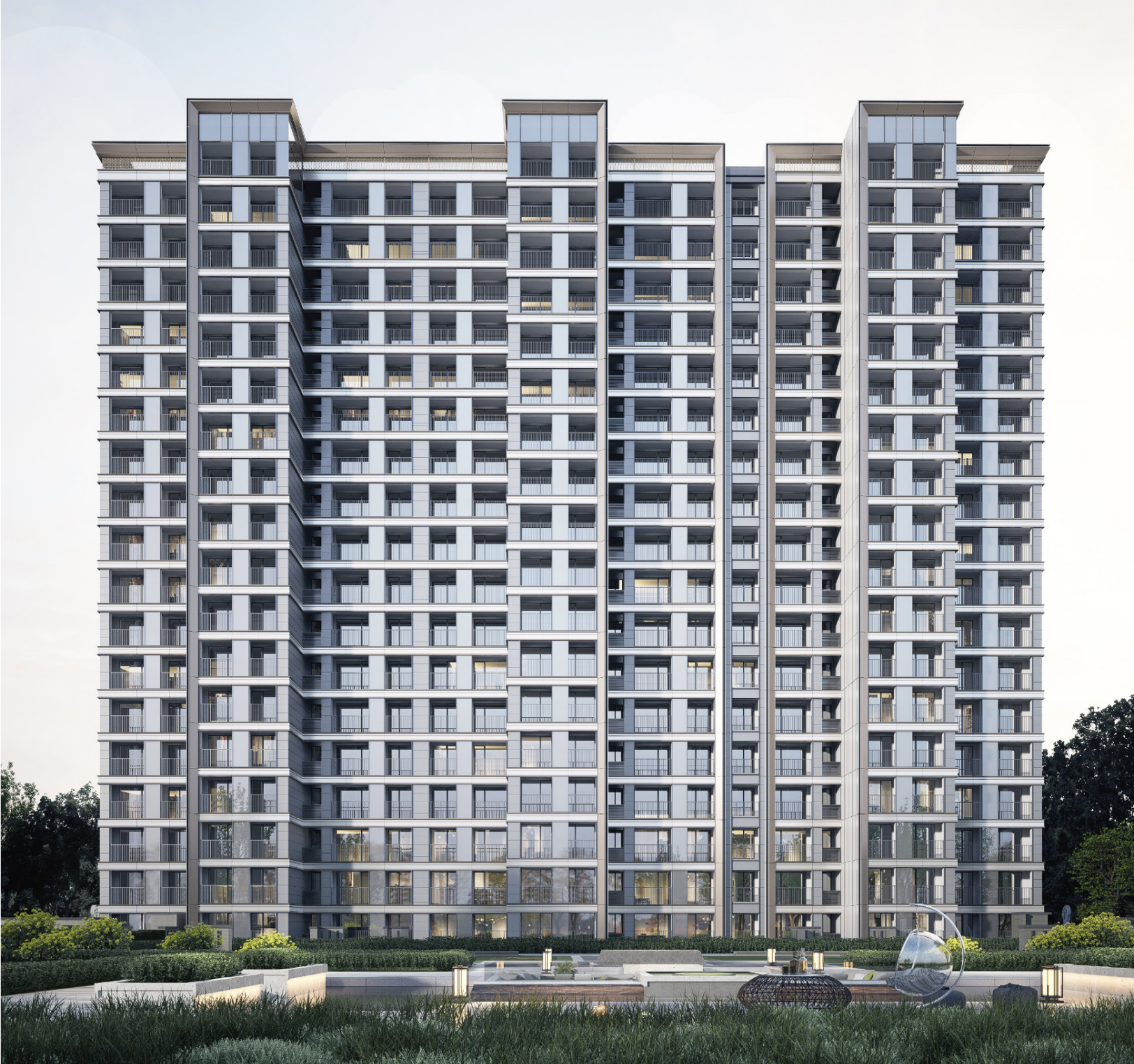 三区小高层外立面效果图↑