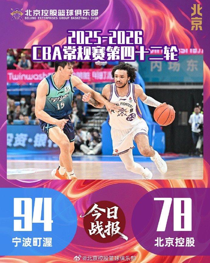 北控2025-2026赛季落位第13名 感谢球迷朋友们一赛季的支持与陪伴