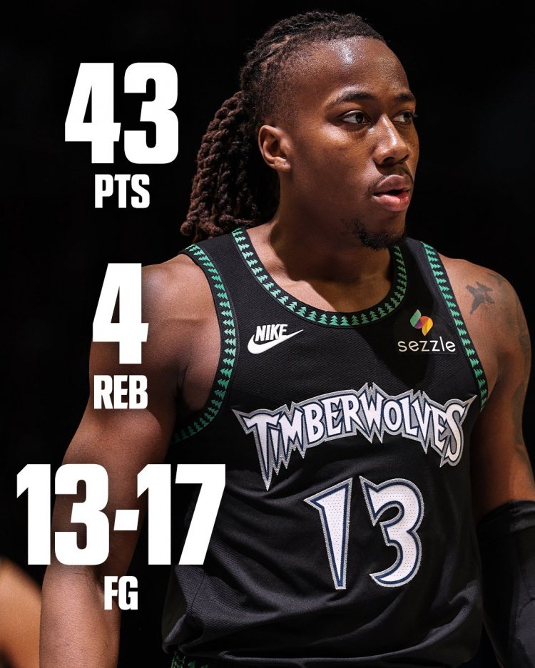 一顶五！道苏姆43分比全队首发合计还多7分 不过迪文&华子均伤退