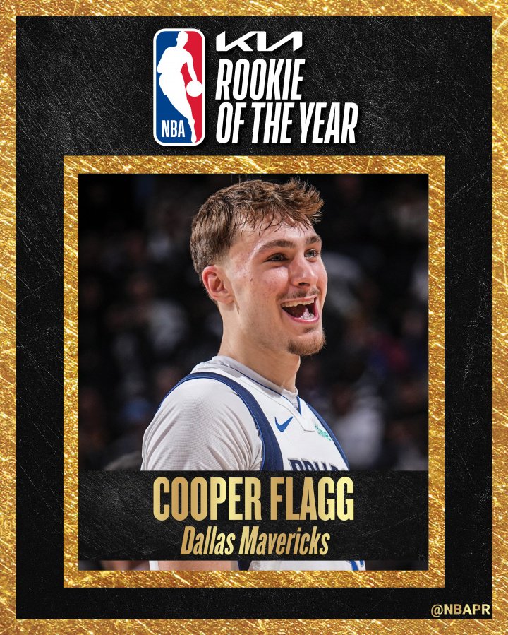 NBA历史第二年轻！NBA官方：独行侠状元弗拉格当选年度最佳新秀