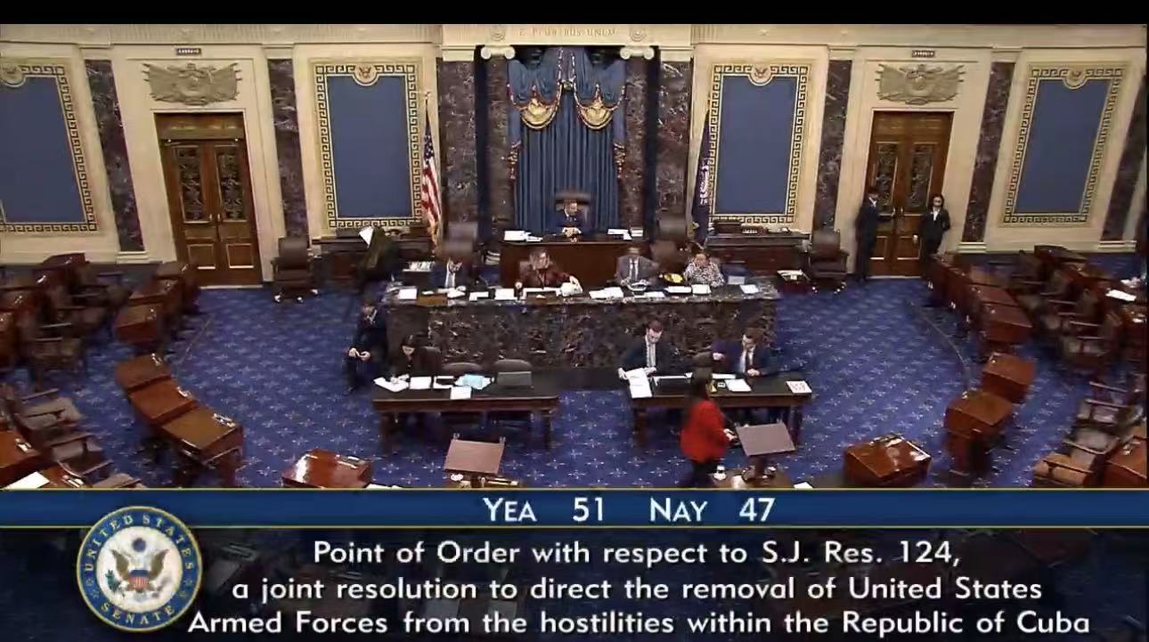 美国参议院否决限制特朗普对古巴动武的决议