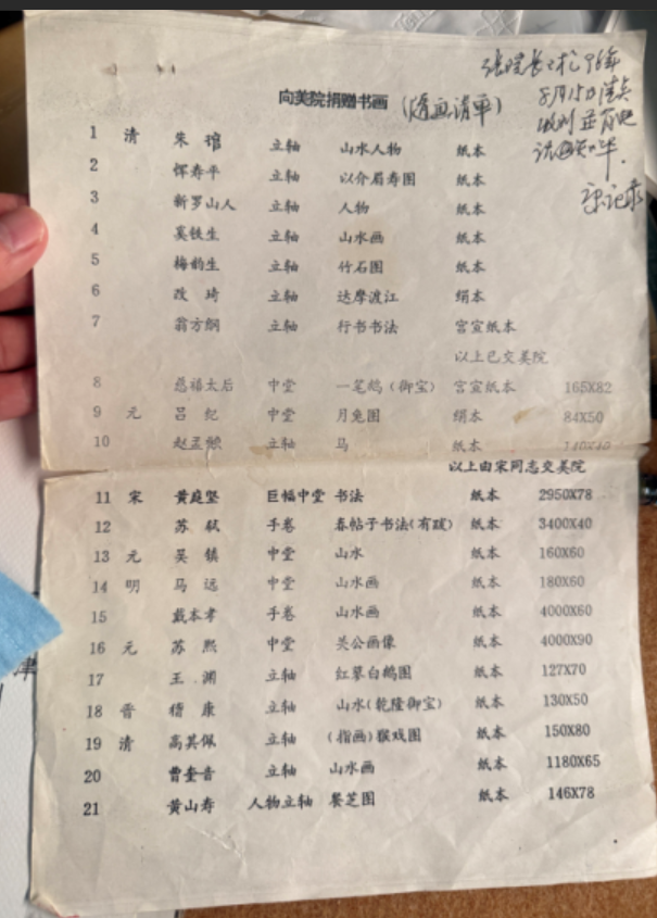康先生出示的部分捐赠清单
