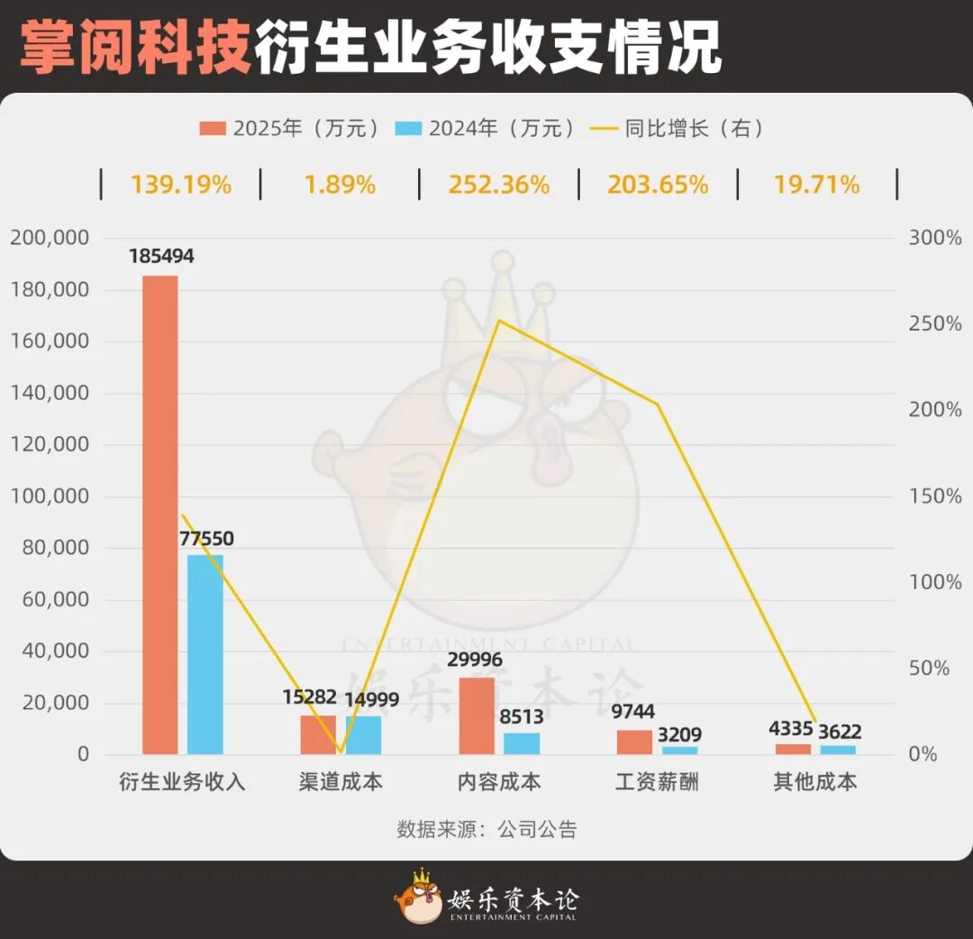 掌阅科技衍生业务收支情况