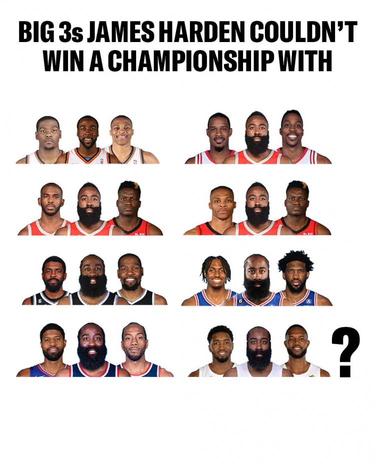 KD/保罗/小卡在列！美媒晒哈登联手过的球星：哈登自己就是问题？