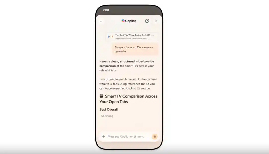 微软调整 Edge 浏览器：取消独立 Copilot 模式，支持 AI 跨标签页分析内容_新浪科技_新浪网