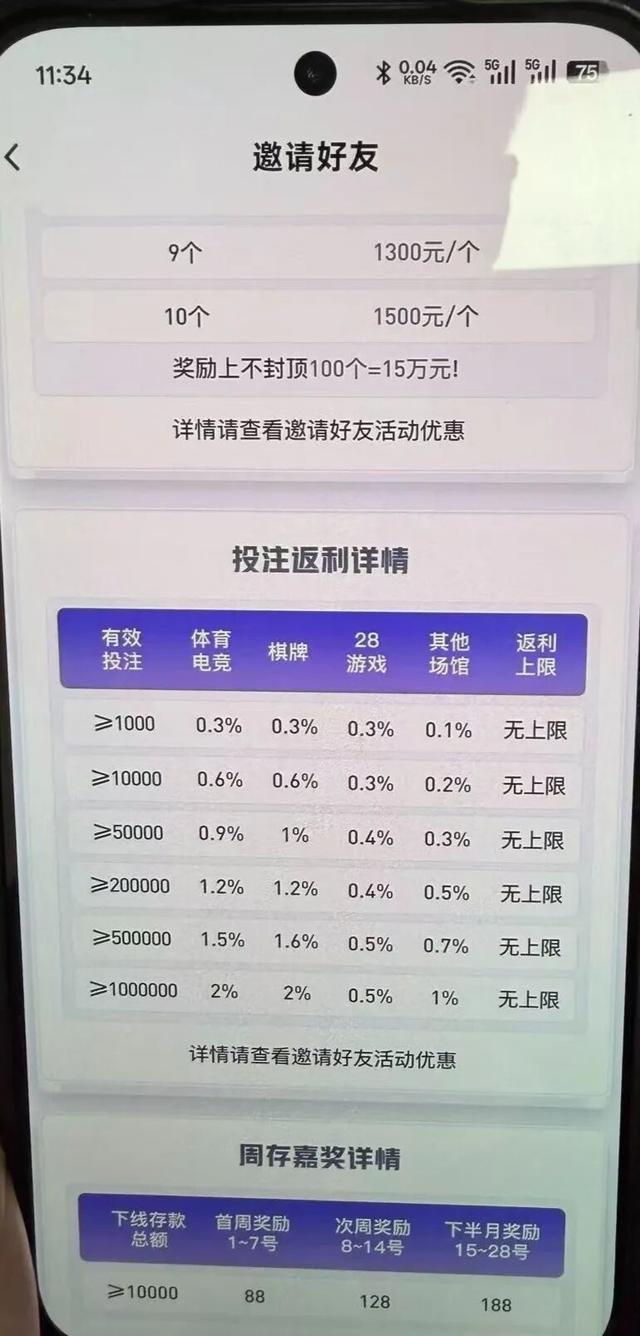 某网赌平台制定的邀请返利机制（央广网发，受访者供图）