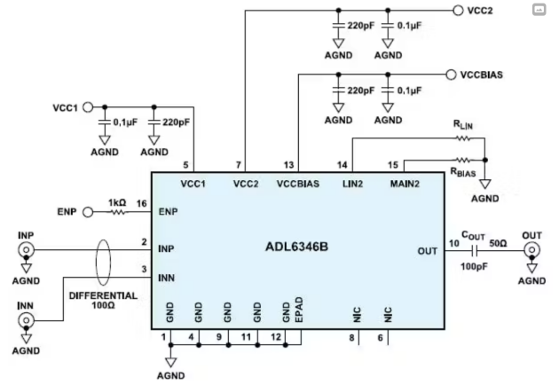 ADL6346B 典型应用原理图