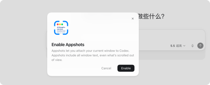 以前还要自己手动截图，现在 Codex 不仅能处理截图，还能直接读到一整个应用窗口的信息。